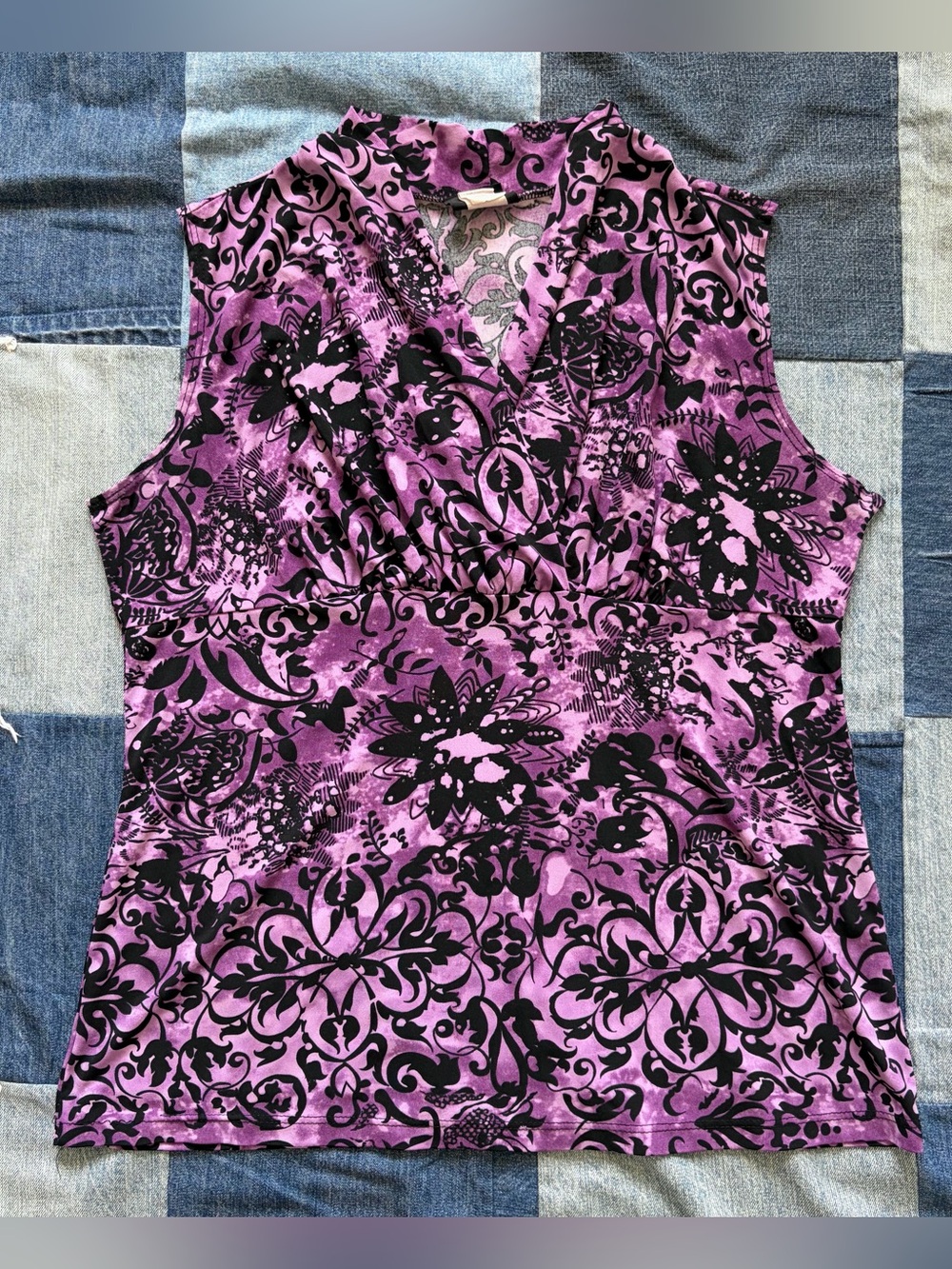 vintage y2k jkla california purple tank top whimsygoth cyber floral size XL